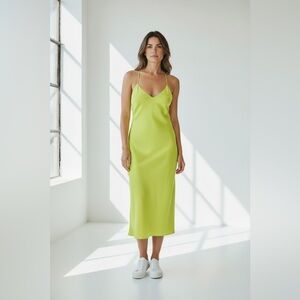 Zara Satin lime green dress Xs
